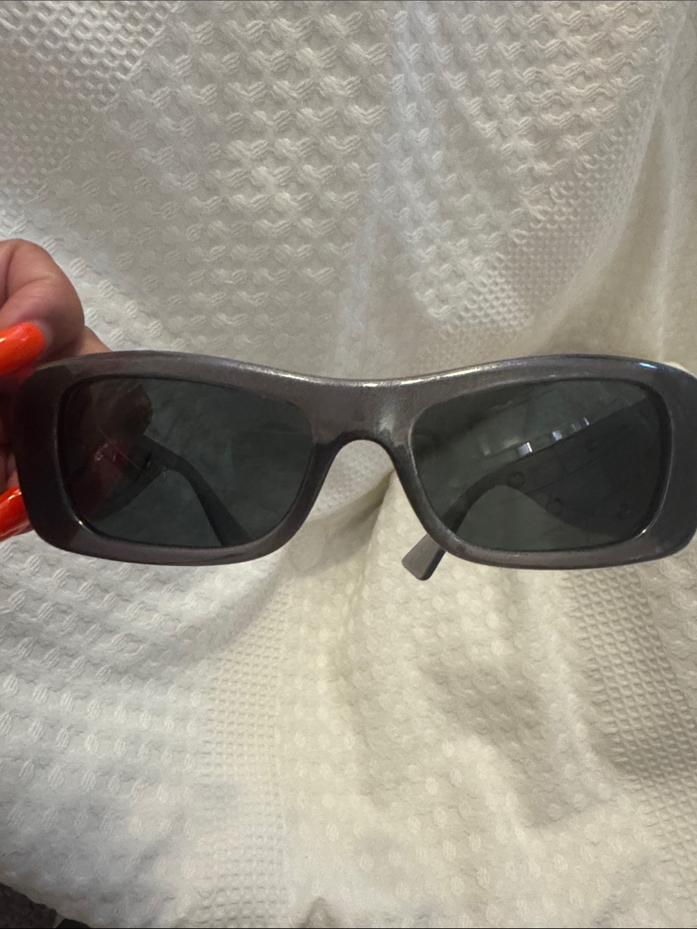 Versace Metallic Gray Sunglasses with Black Logo Panel